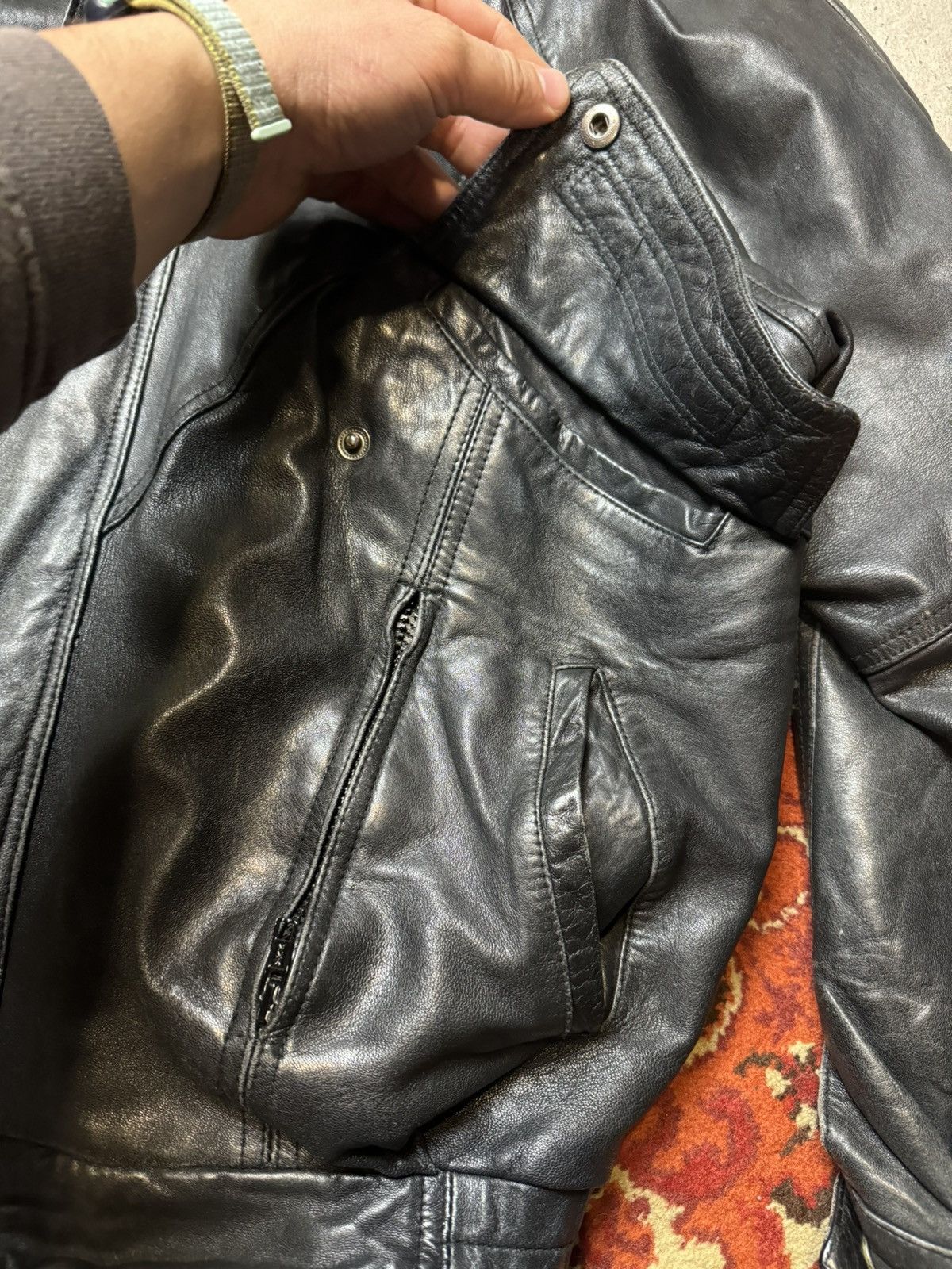 Vintage Vintage Y2K Carlo Santini Leather Opium Faded Bomber Jacket Size US S / EU 44-46 / 1 - 5 Thumbnail