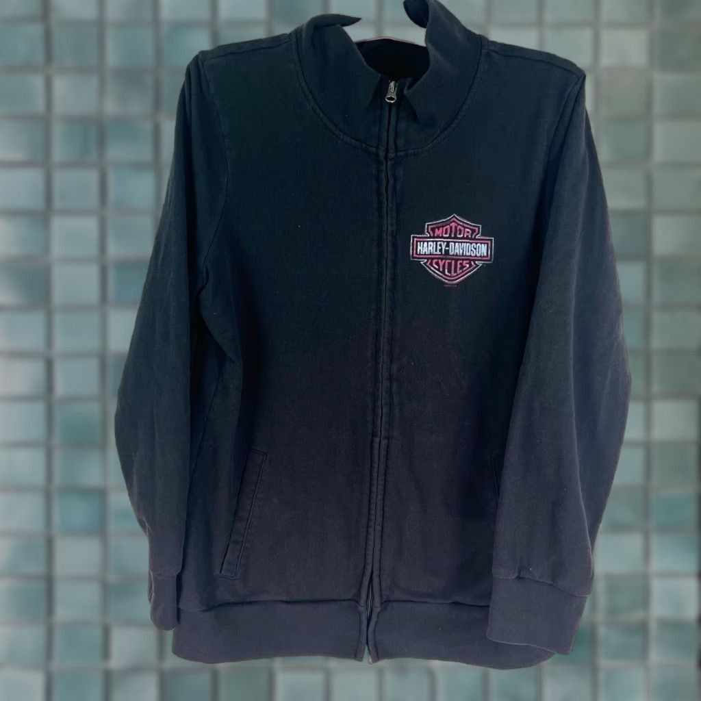 Harley Davidson Harley-Davidson Sweatshirt Full Zip Shirt Womens L Black Graphic Alice in Wonderland 90s Theme Mens/Boys? Size L / US 10 / IT 46 - 1 Thumbnail