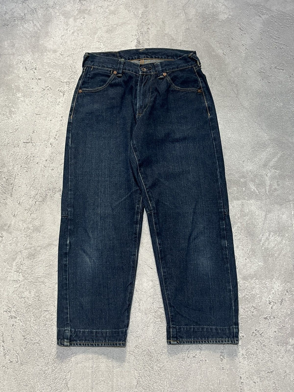 45rpm Japanese 45rpm Denim Cropped Indigo Dyeing R Embroidery Size 26" / US 2 / IT 38 - 2 Thumbnail