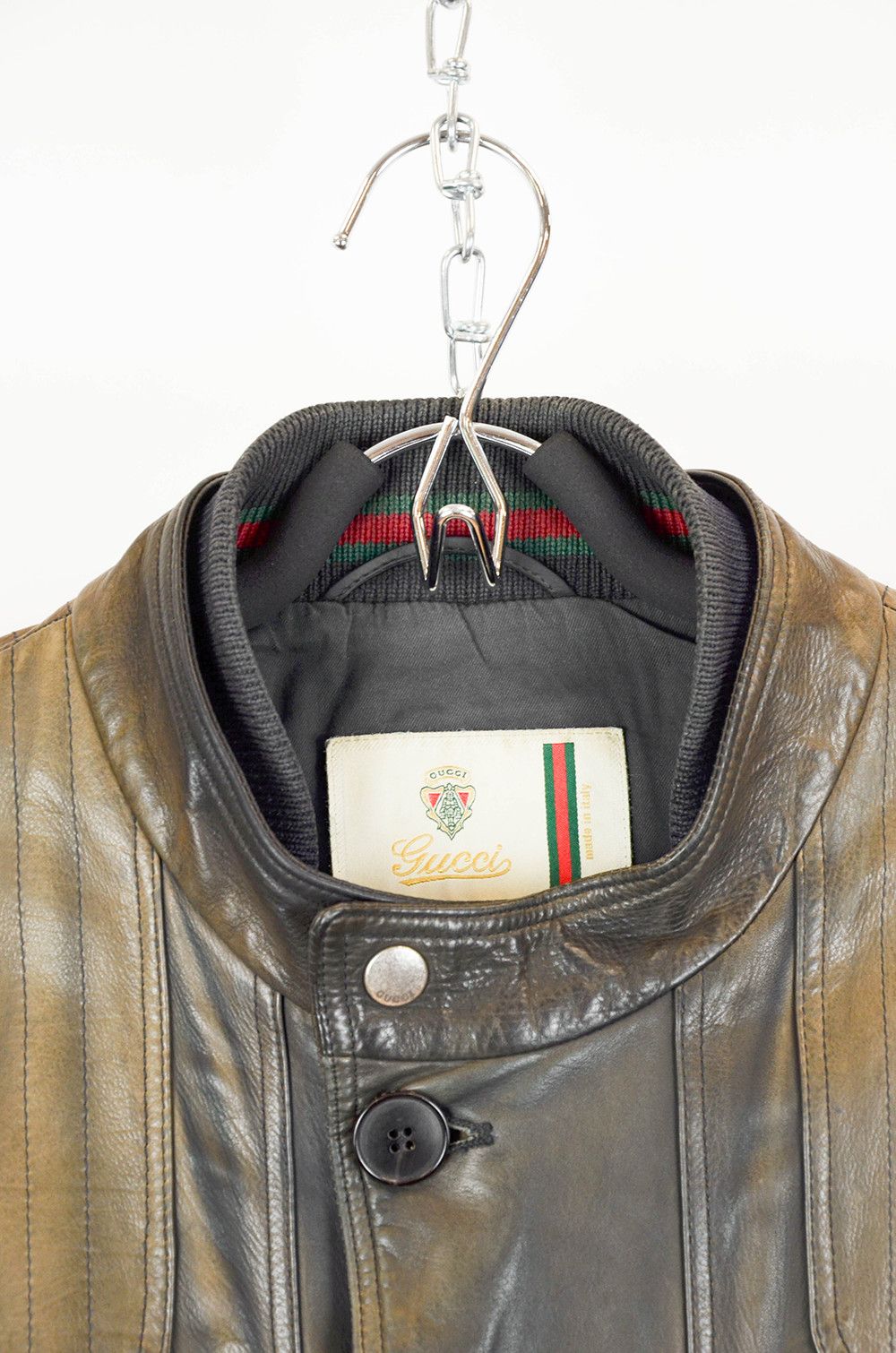 Gucci Gucci Vintage Distressed Leather Field Jacket – Size 50 Size US M / EU 48-50 / 2 - 11 Thumbnail