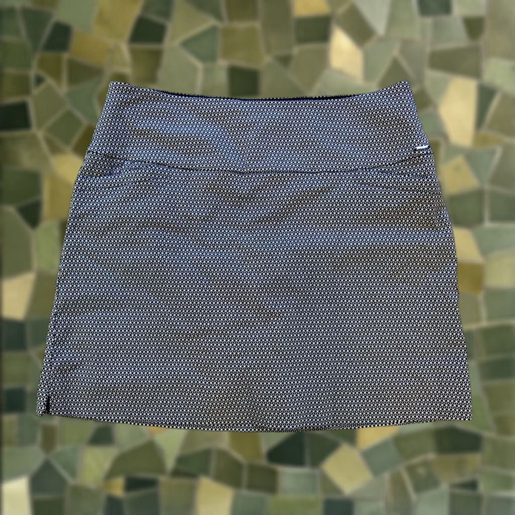 Vintage S.C. & CO. Black White Geometric Stretch Built In Shorts Pocket Skort Skirt XL Size 40" / US 18 - 1 Thumbnail