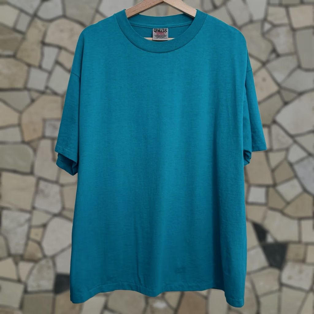 Vintage VINTAGE Oneita Blank Tee Green T-Shirt XL Unisex Adults 90s USA Made Crew Neck Short Sleeve Cotton Logo Tie Dye Vintage Fashion Boys Girls Mens Womens Size US XL / EU 56 / 4 - 1 Thumbnail
