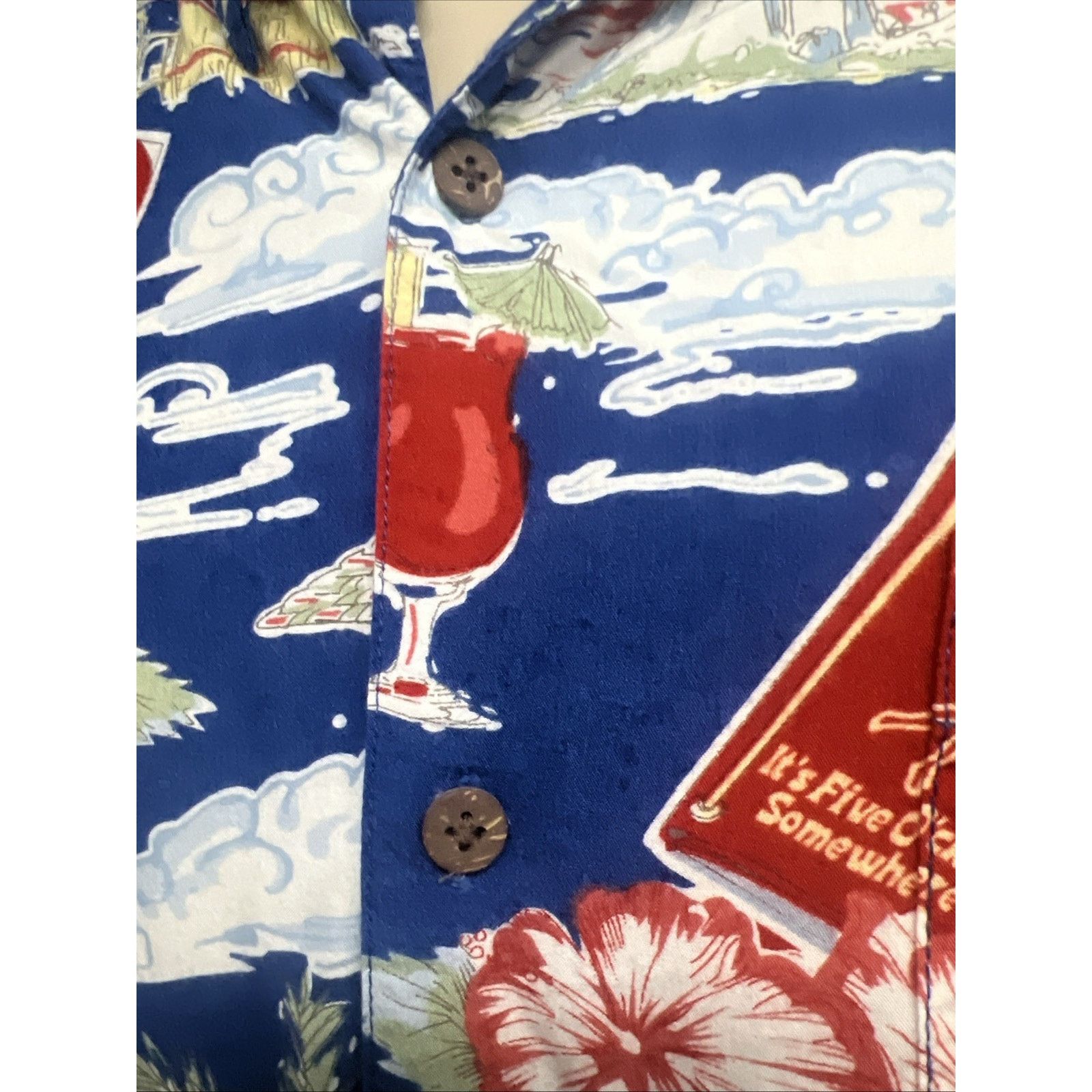 Big Dogs Big Dogs Mens Hawaiian Floral Tiki Button Up Shirt XL Pocket Size US XL / EU 56 / 4 - 5 Thumbnail