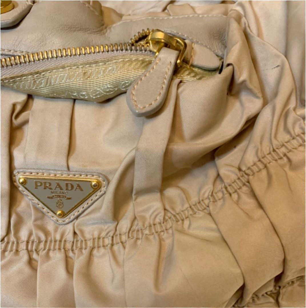 Prada Prada - Quilted Gaufre Handbag Shoulder Bag Beige Triangle Size ONE SIZE - 9 Thumbnail