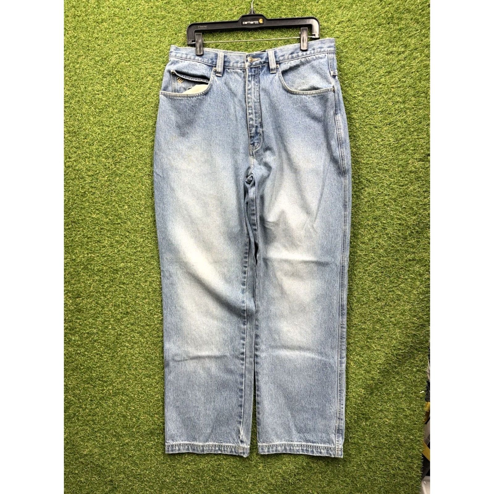 Rocawear VINTAGE Rocawear Jeans Baggy 90s Grunge Hip Hop Punk Jnco 98s Wide-Leg Mens 36x34 Blue Denim Cotton Blend Stone Wash Light 5-Pocket Relaxed Size US 36 / EU 52 - 2 Thumbnail