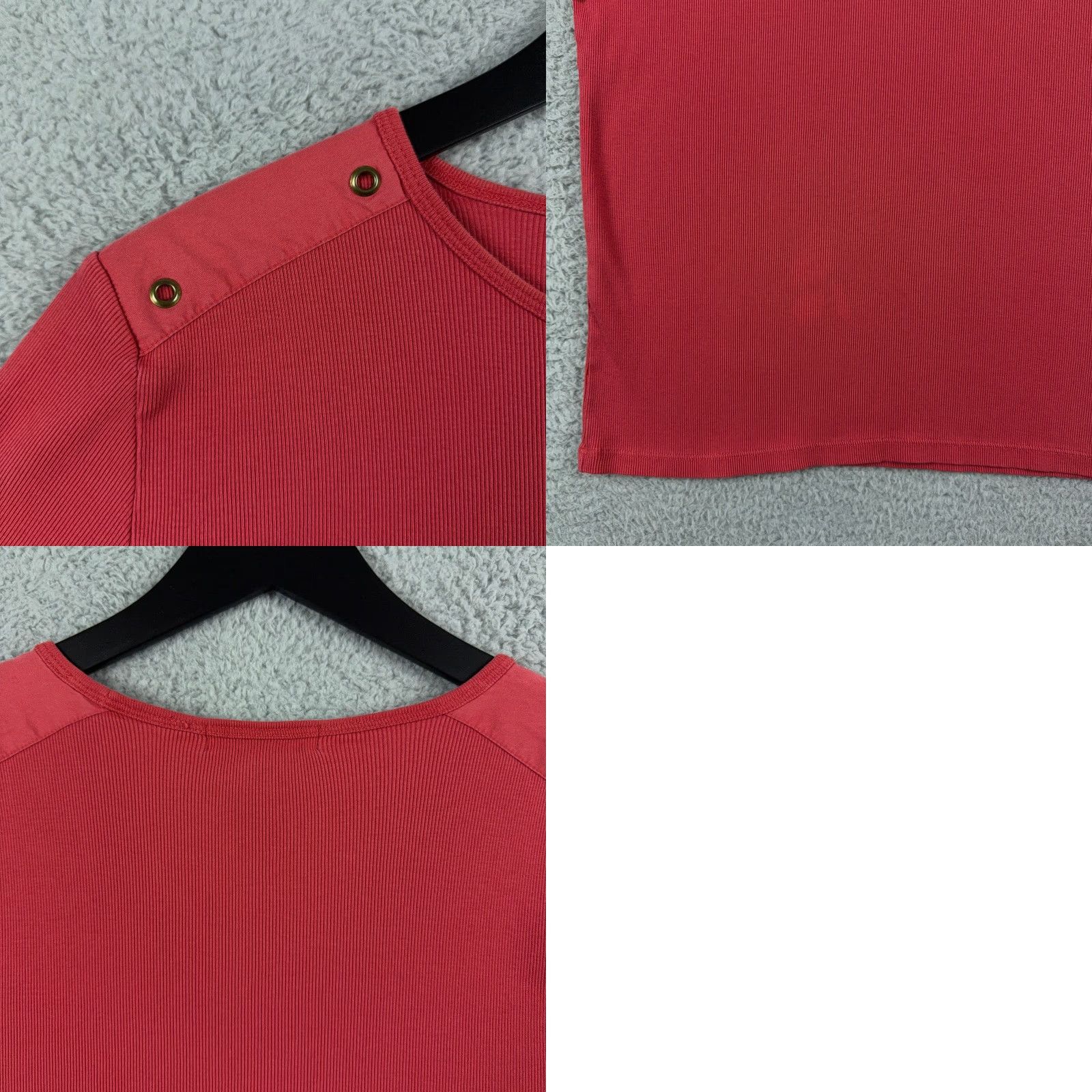 Ralph Lauren Lauren Ralph Lauren Shirt Womens XL Coral Ribbed Grommet Shoulder Crew Neck FLAW Size XL / US 12-14 / IT 48-50 - 8 Thumbnail