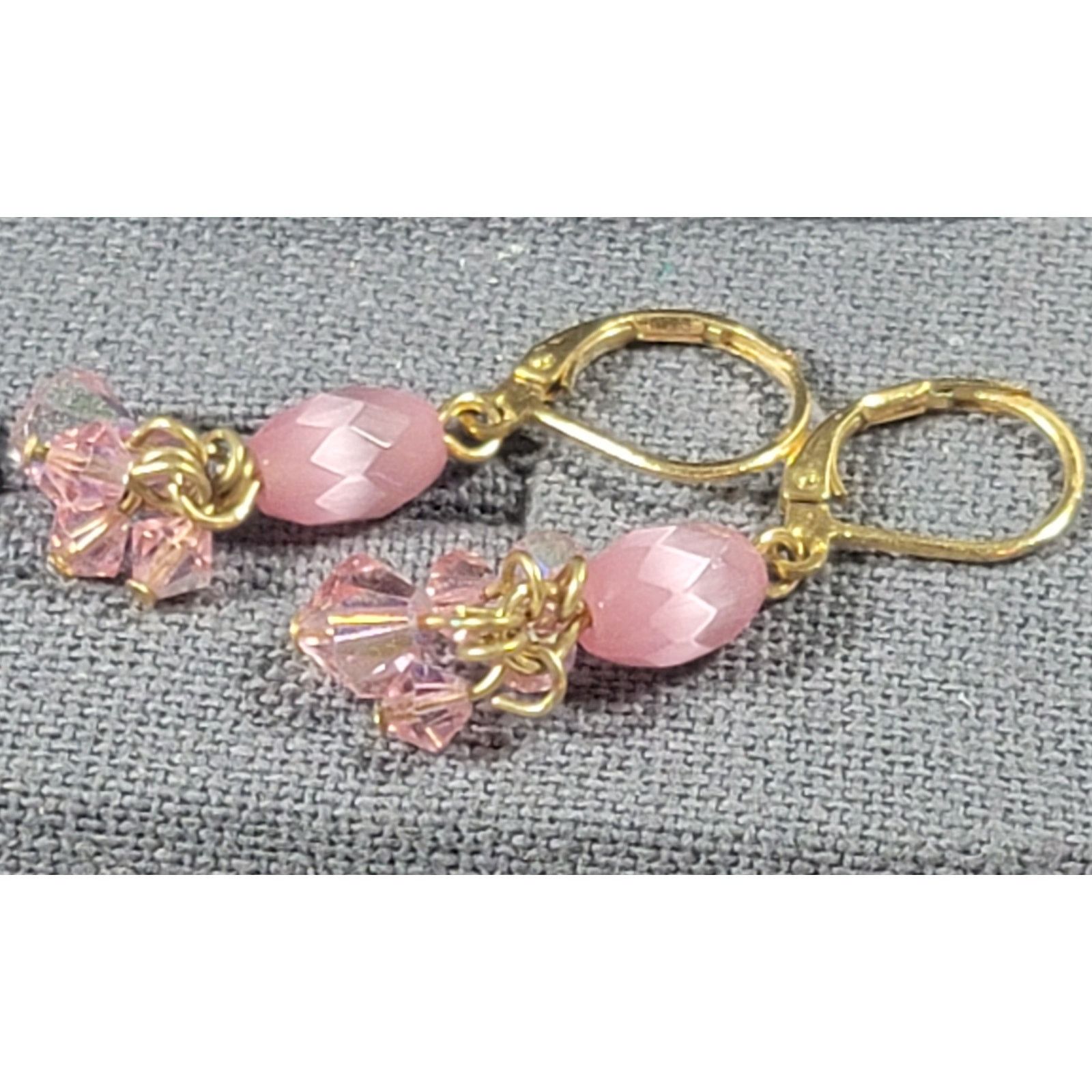 Other Gold Pink Iridescent Multi Size Beads Chandelier Earrings Size ONE SIZE - 4 Thumbnail