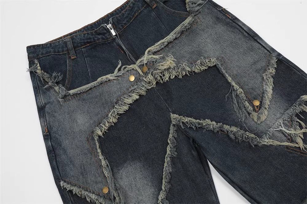 Japanese Brand × Jean Star patch embroidered men's summer straight denim shorts Size US 32 / EU 48 - 3 Thumbnail