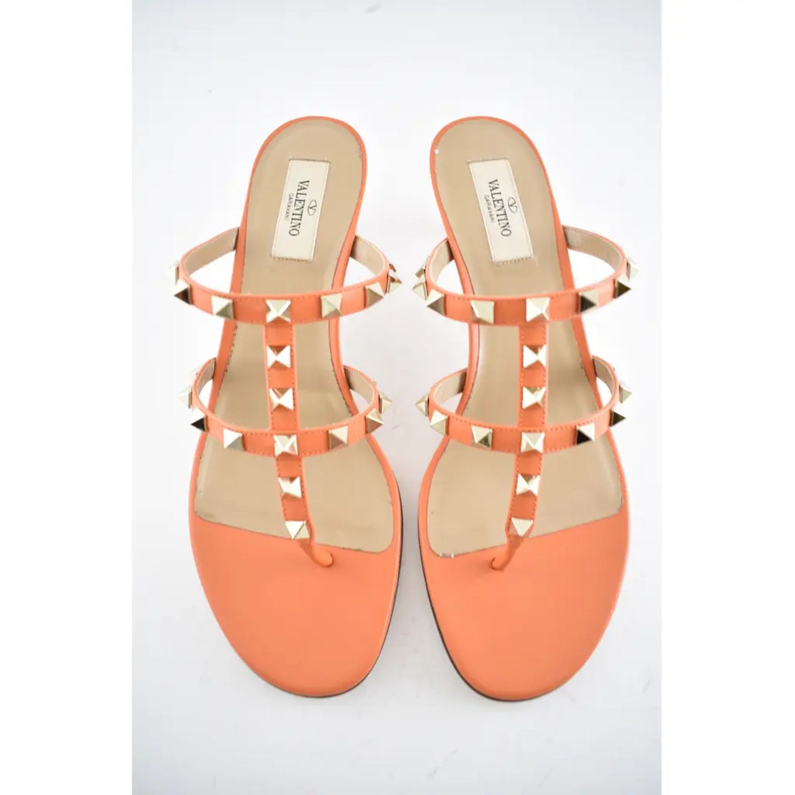Valentino Valentino Rockstud 50 Orange Thong Backless Strap Sandal Size US 9.5 / IT 39.5 - 7 Thumbnail