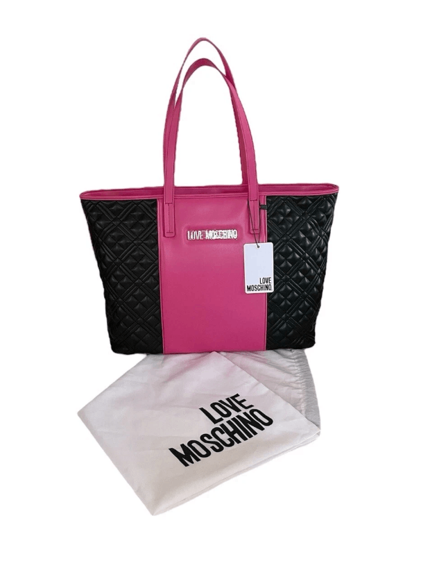 Love Moschino Love Moschino Quilted Tote Black Pink Shoulder Bag Gold Size ONE SIZE - 2 Thumbnail