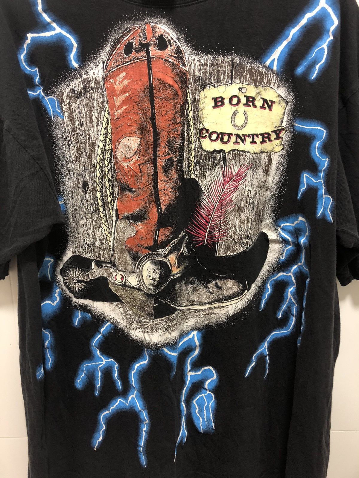 Vintage Vintage American Thunder Size Large Black T-Shirt Born Count Size US L / EU 52-54 / 3 - 2 Thumbnail