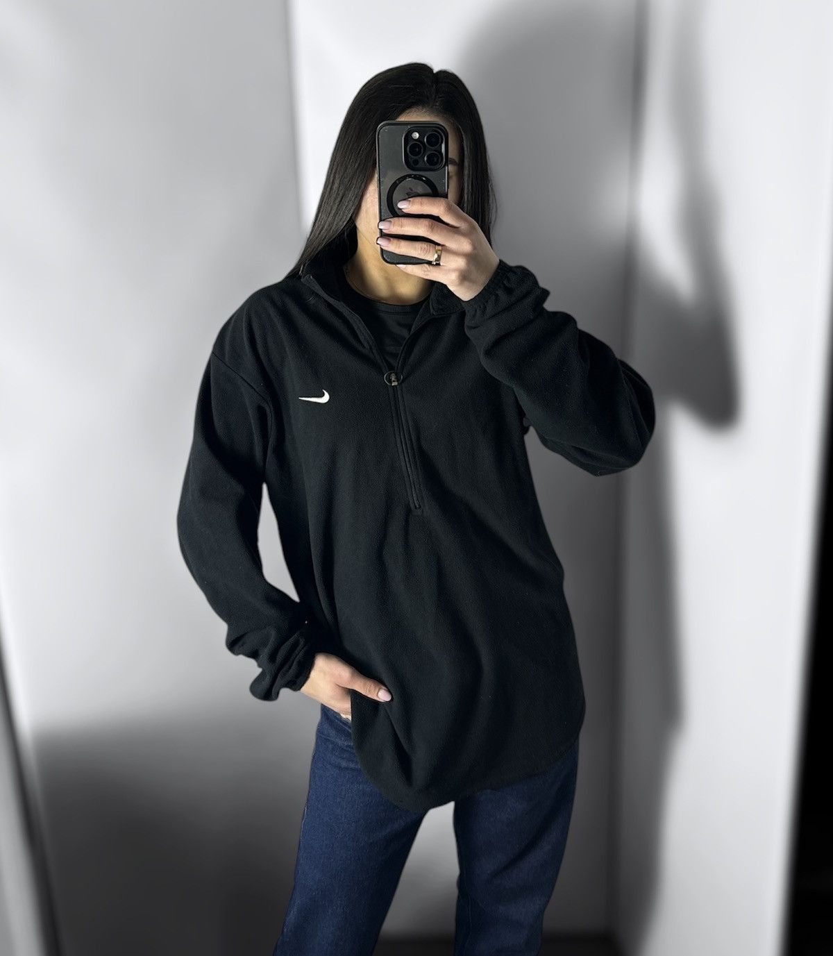 Nike × Vintage Vintage Nike fleece zip 1/4 sweatshirt logo size L-XL Size L / US 10 / IT 46 - 5 Thumbnail