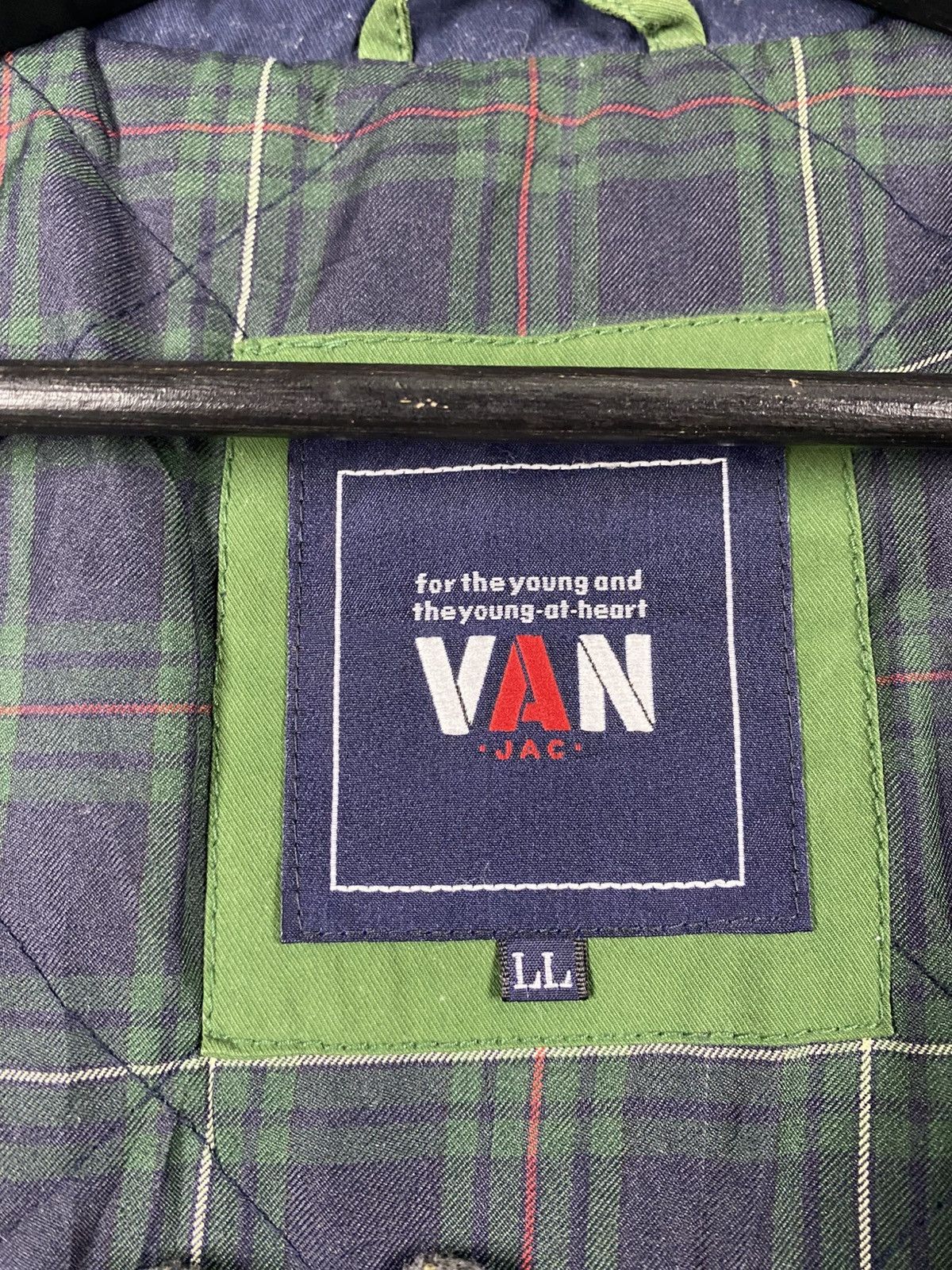 Japanese Brand Vintage VAN JAC Green Plaid Lined Field Jacket Size US XL / EU 56 / 4 - 8 Thumbnail