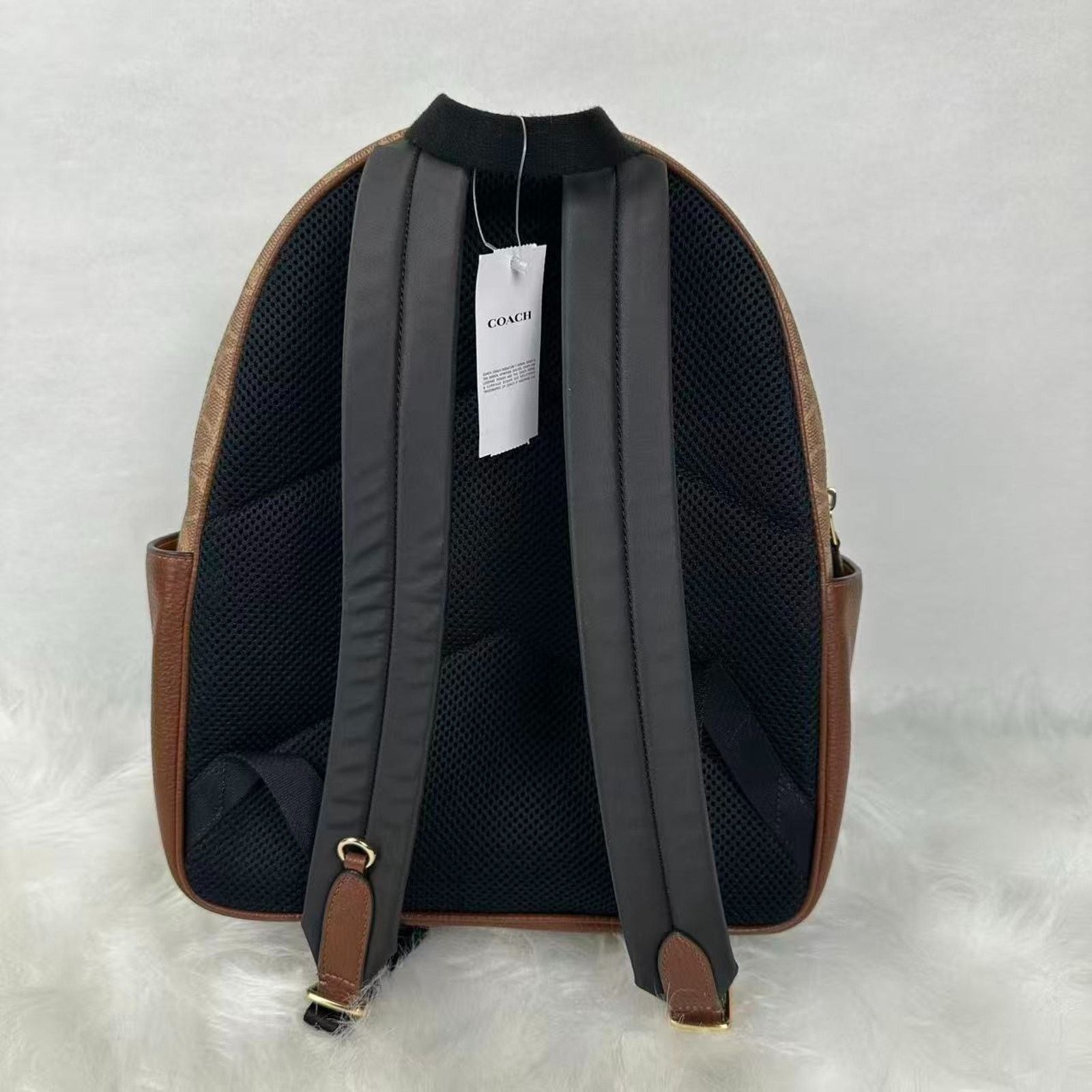 Coach Court Backpack In Blocked Signature Canvas CZ176 Gold/Tan/Brown NWT NWT Coach Court Backpack In Blocked Signature | Mercari main image 3