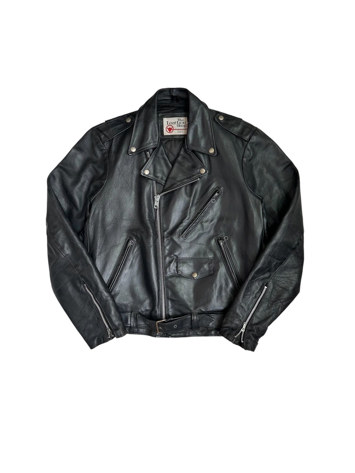 Sears Vintage 70s Sears Leather Biker Jacket Made in USA Size US L / EU 52-54 / 3 - 1 Thumbnail