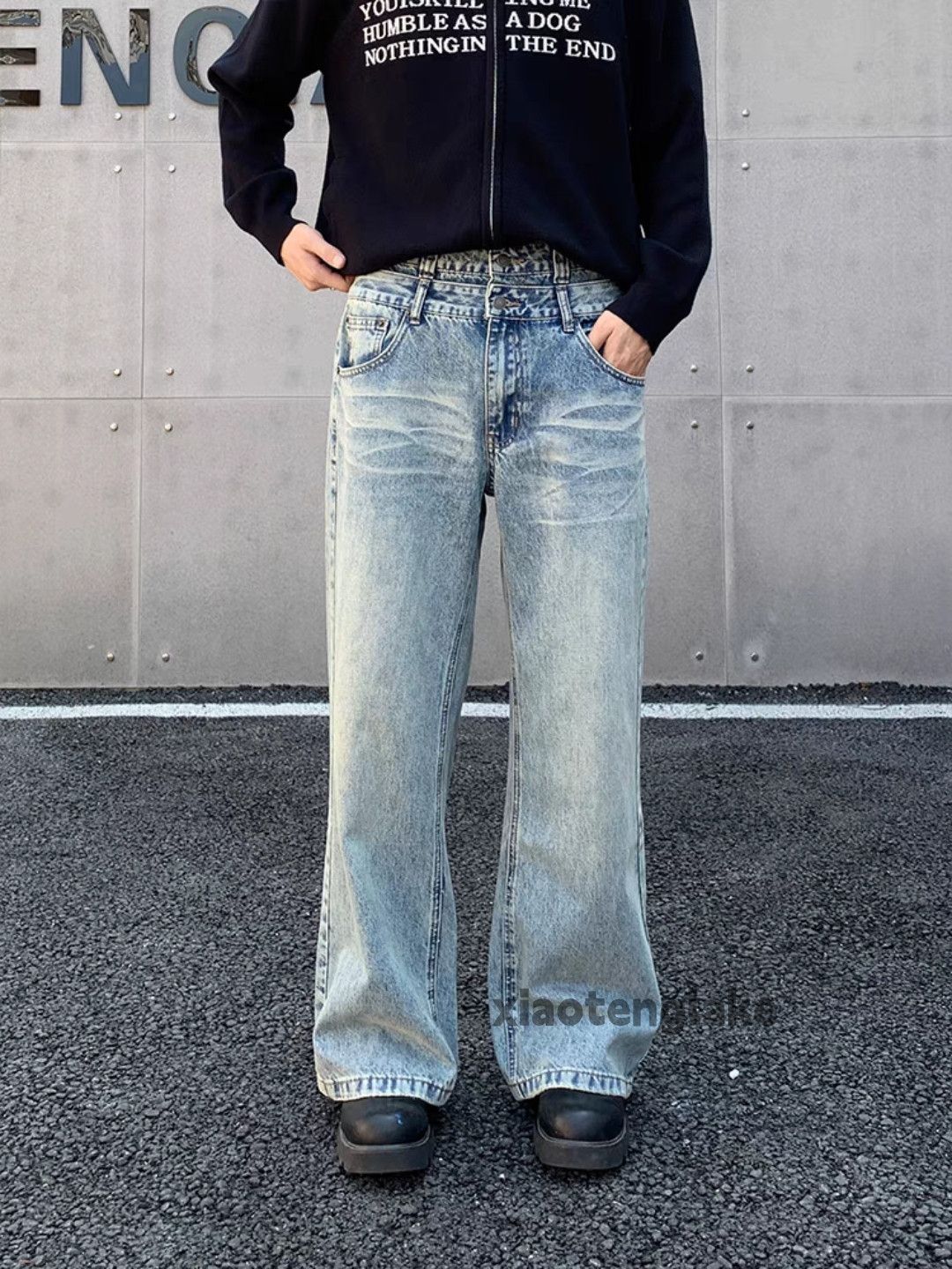 Jean × Vintage washed faded unisex patchwork yuppie loose baggy jeans Size US 28 / EU 44 - 4 Thumbnail