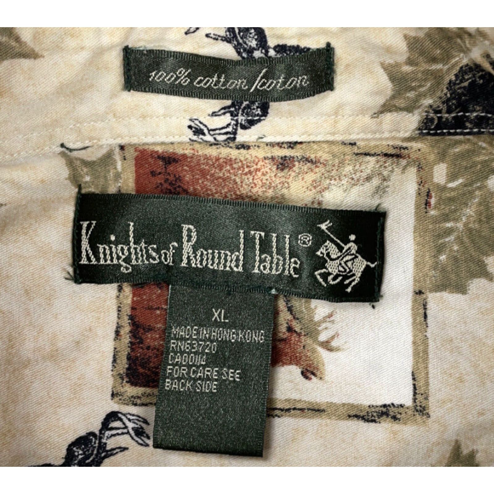Vintage Knights of Round Table Outdoor Button-Up Shirt Adult XL Moose Deer Geometric Print Casual Workwear Mens Size US XL / EU 56 / 4 - 4 Thumbnail