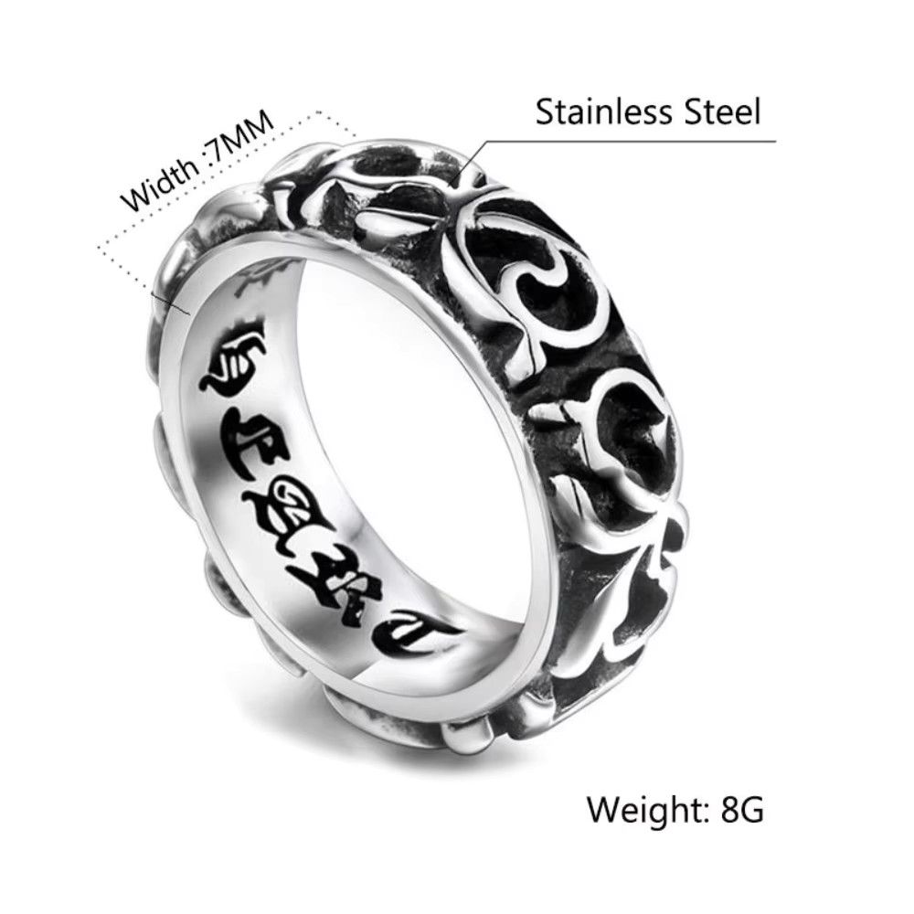 Jewelry Vintage Punk Steel Flower Style Ring Size ONE SIZE - 4 Thumbnail