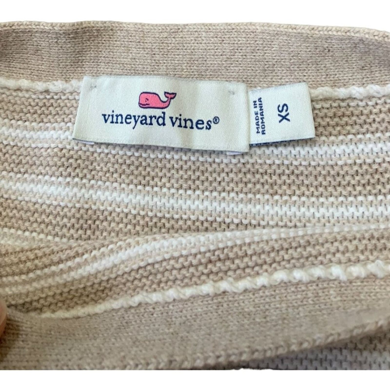 Vineyard Vines Vineyard Vines 100% Cotton Beige Striped Sweater Size XS Size XS / US 0-2 / IT 36-38 - 2 Thumbnail