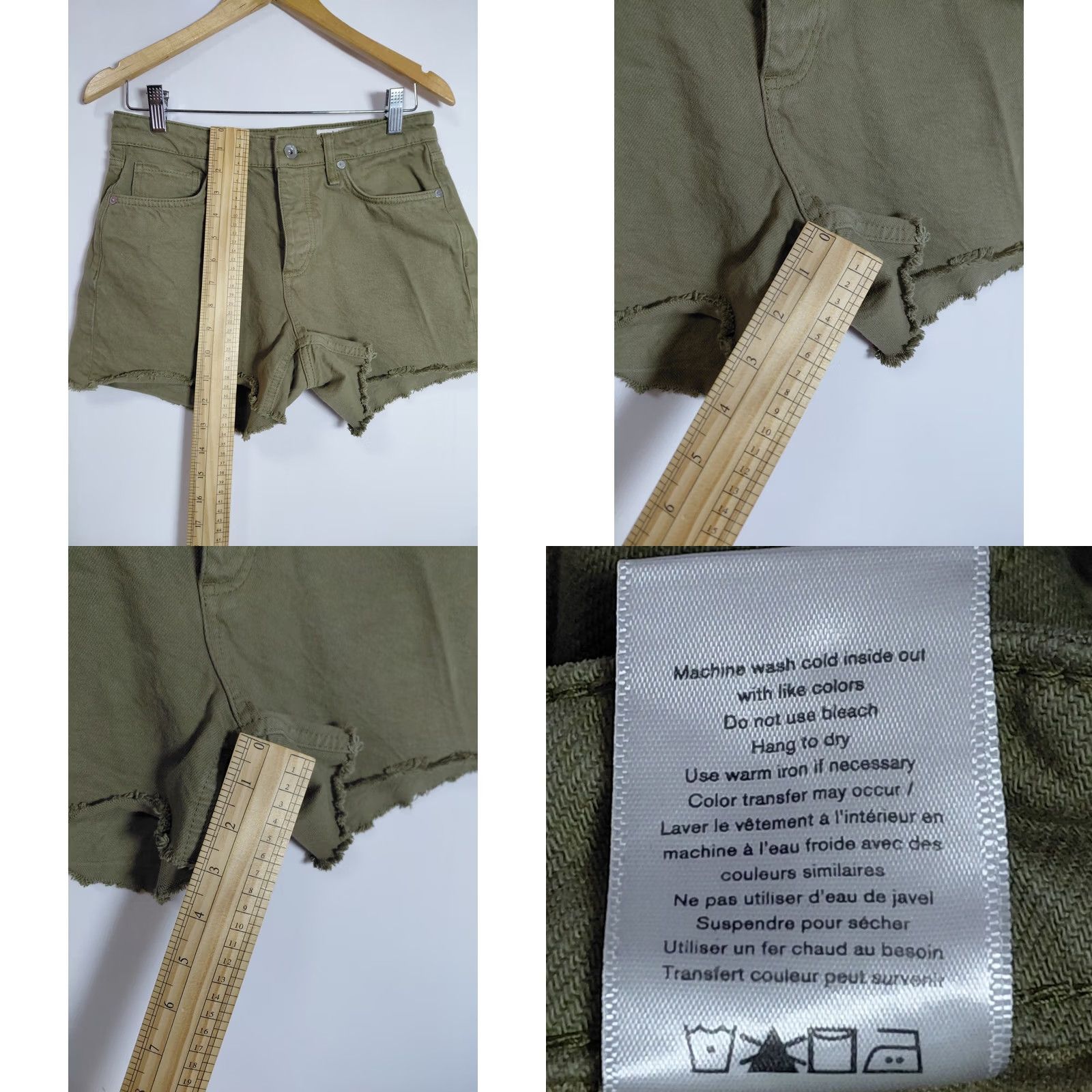 Rag & Bone rag & bone NEW YORK WDD2A51965SPLO Light Olive Cotton Shorts Regular 25 Women Casual Button Raw Hem 100% Cotton Size 42" / US 20 - 8 Thumbnail