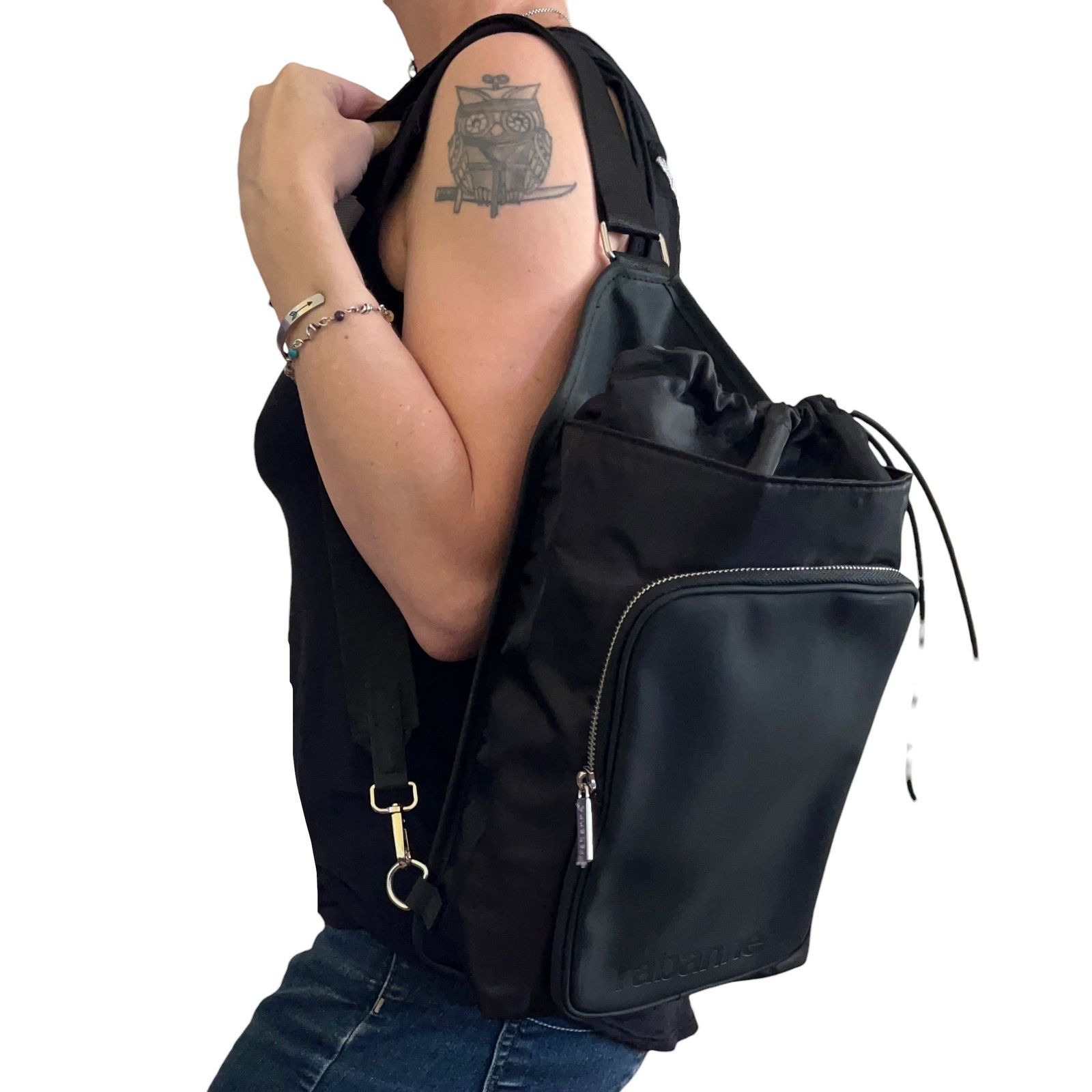 Paco Rabanne New! Rabanne Black Drawstring Sling Bag Strap Backpack Size ONE SIZE - 2 Thumbnail