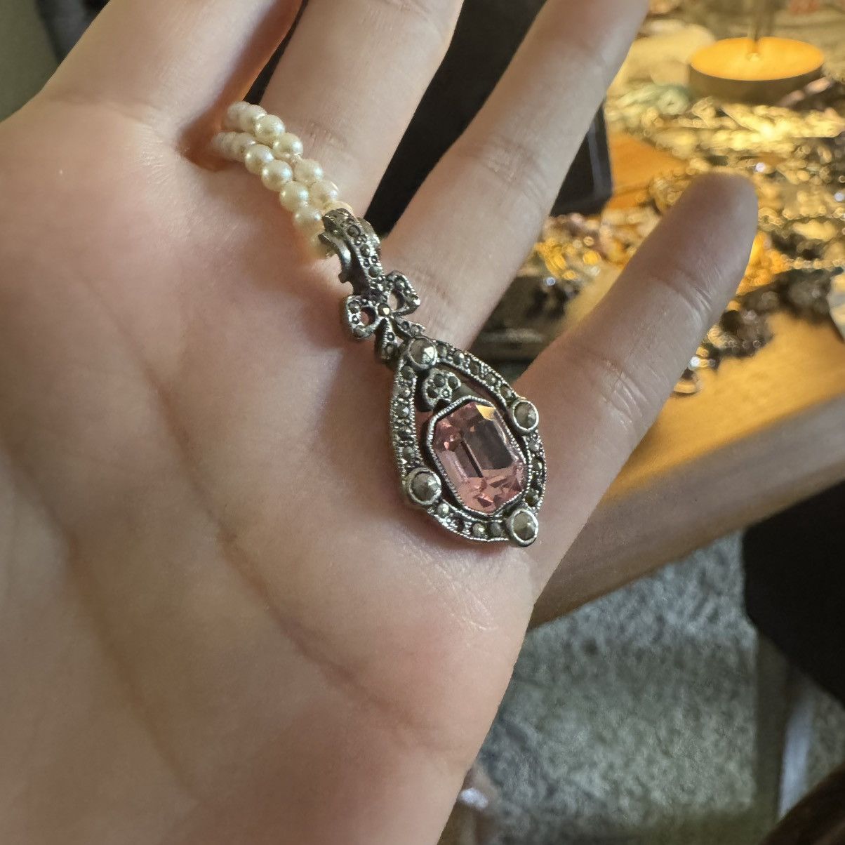 Vintage Dainty pink crystal necklace #fairycore 1928 Jewelry Size ONE SIZE - 5 Thumbnail