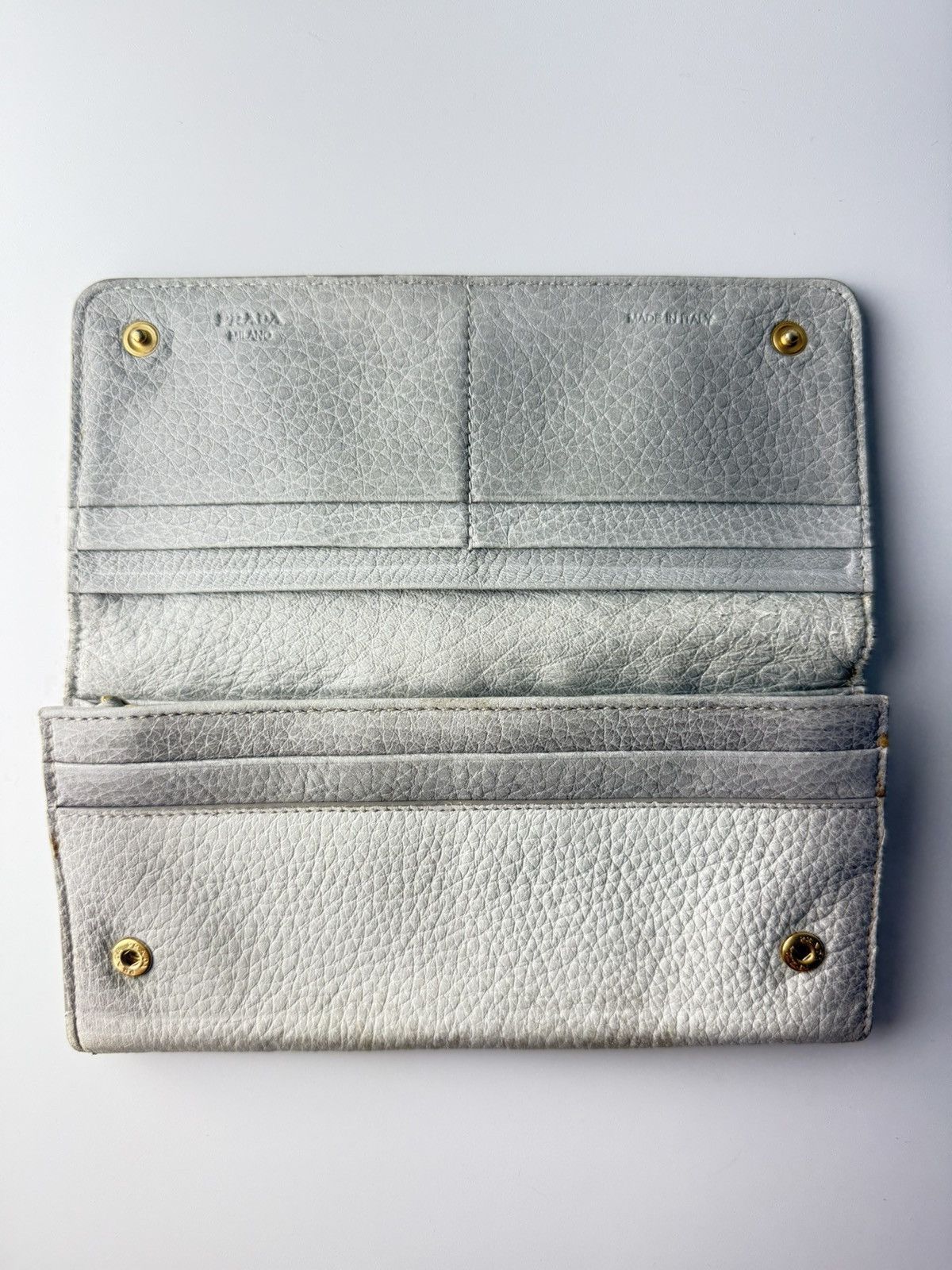 Prada Prada Leather Wallet Grey Size ONE SIZE - 5 Thumbnail