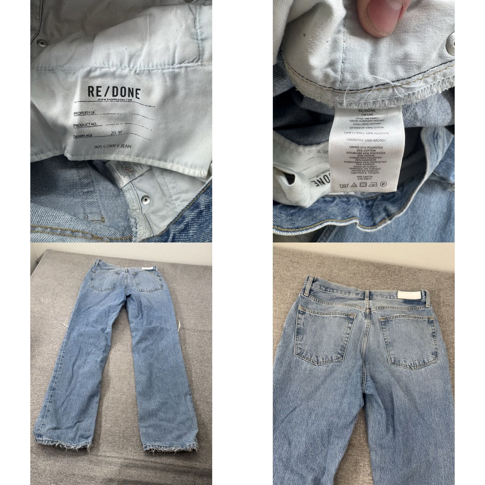 RE/DONE Re/Done Jeans Womens Cotton Denim Distressed High-Rise Tapered Blue Size 29 Jeans (Blue) Womens Regular 30in Inseam 32in Waist Size 29" - 8 Thumbnail