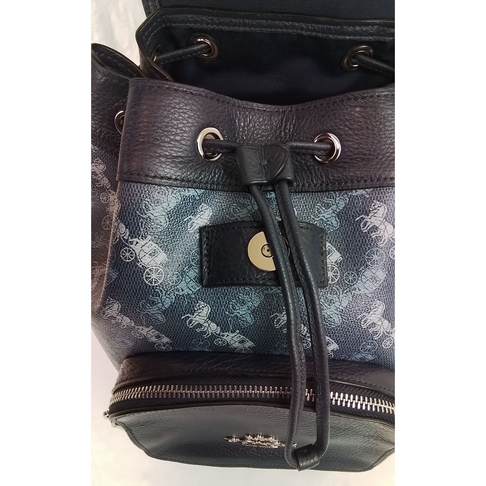 Coach Coach Jes Backpack Horse + Carriage Print Blue Drawstring Size ONE SIZE - 8 Thumbnail