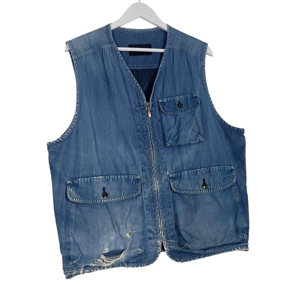 Burberry × Vintage 💥BURBERRY TANKTOP VEST DISTRESSED DENIM Size US L / EU 52-54 / 3 - 3 Thumbnail