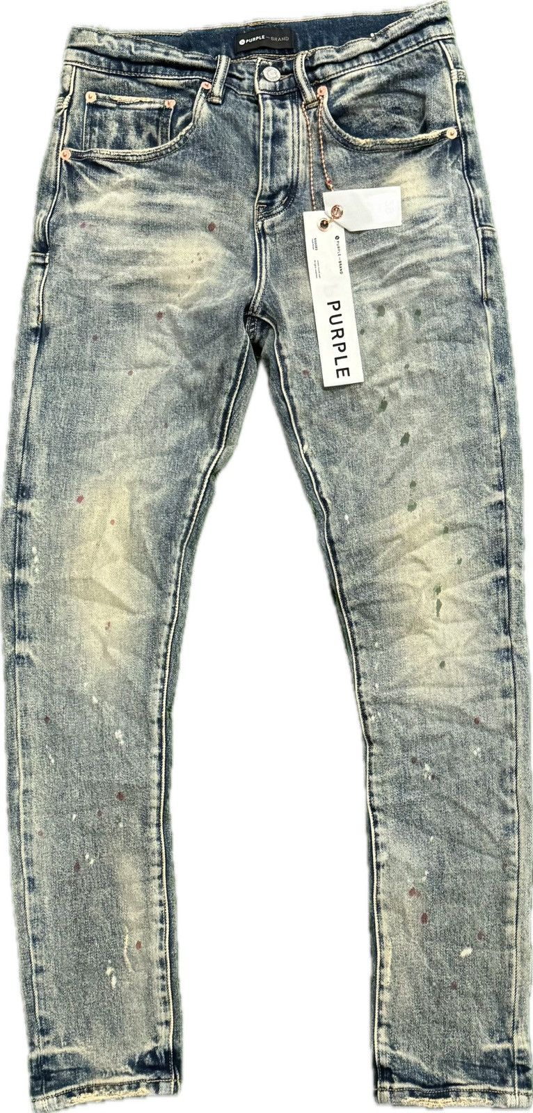 image of Purple Brand Vintage Spotted Denim Size 36 in Blue, Men's