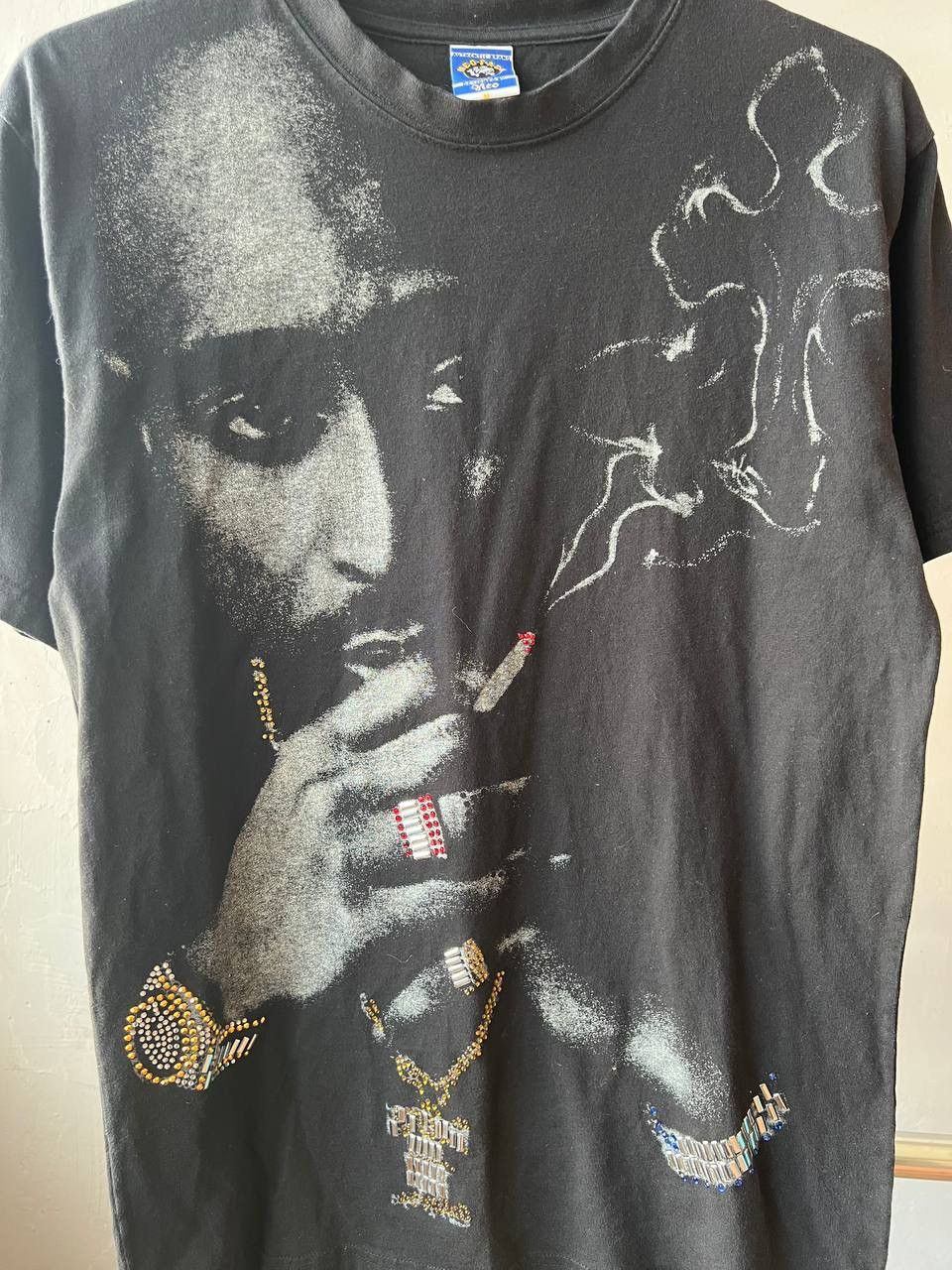 Vintage 2001 TUPAC SHAKUR RAP TEE NEO FACE RHINESTONES GRAPHIC TSHIR Size US M / EU 48-50 / 2 - 4 Thumbnail