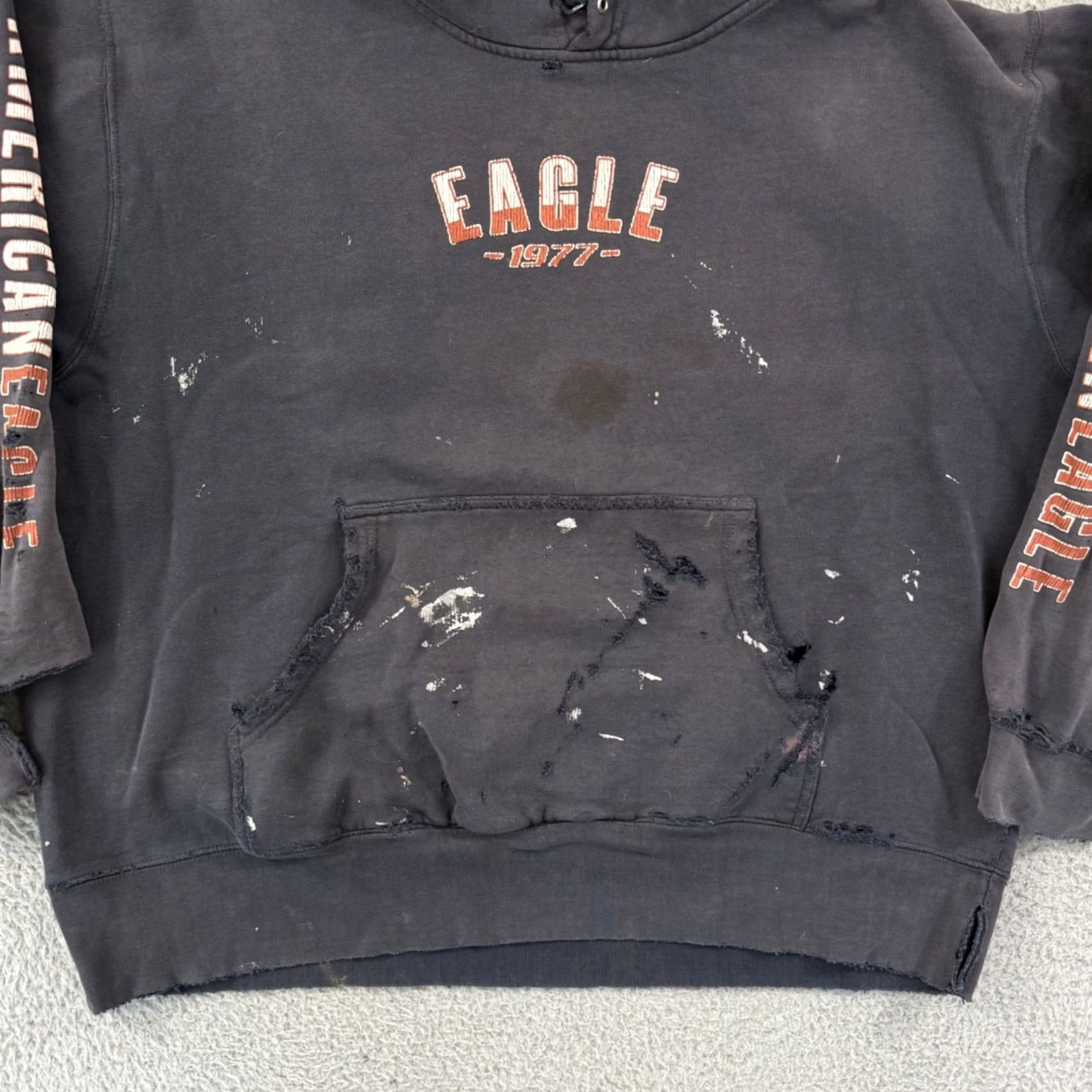 American Eagle Outfitters VINTAGE American Eagle Sweatshirt Mens Large Blue Distressed Thrashed Y2K Grunge Size US L / EU 52-54 / 3 - 2 Thumbnail