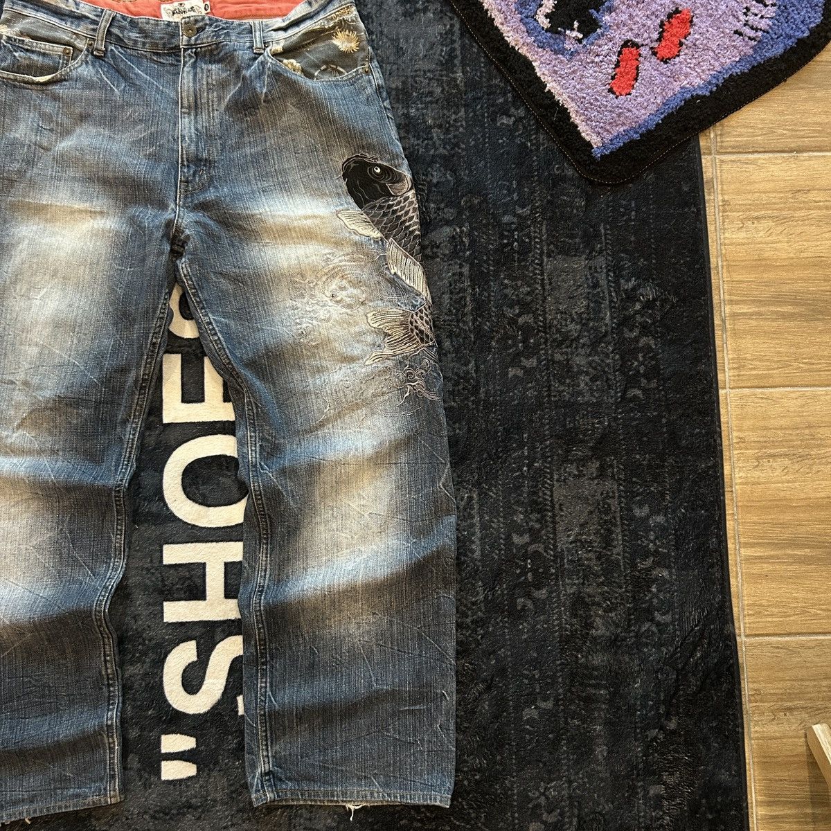 Karakuri Tamashii Karakuri Koi Layered Pocket Denim Size US 35 - 13 Thumbnail