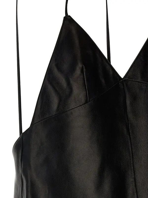 Saint Laurent Paris o1bcso1str1125 Backless Slip Dress In Lambskin in Black Size S / US 4 / IT 40 - 3 Thumbnail