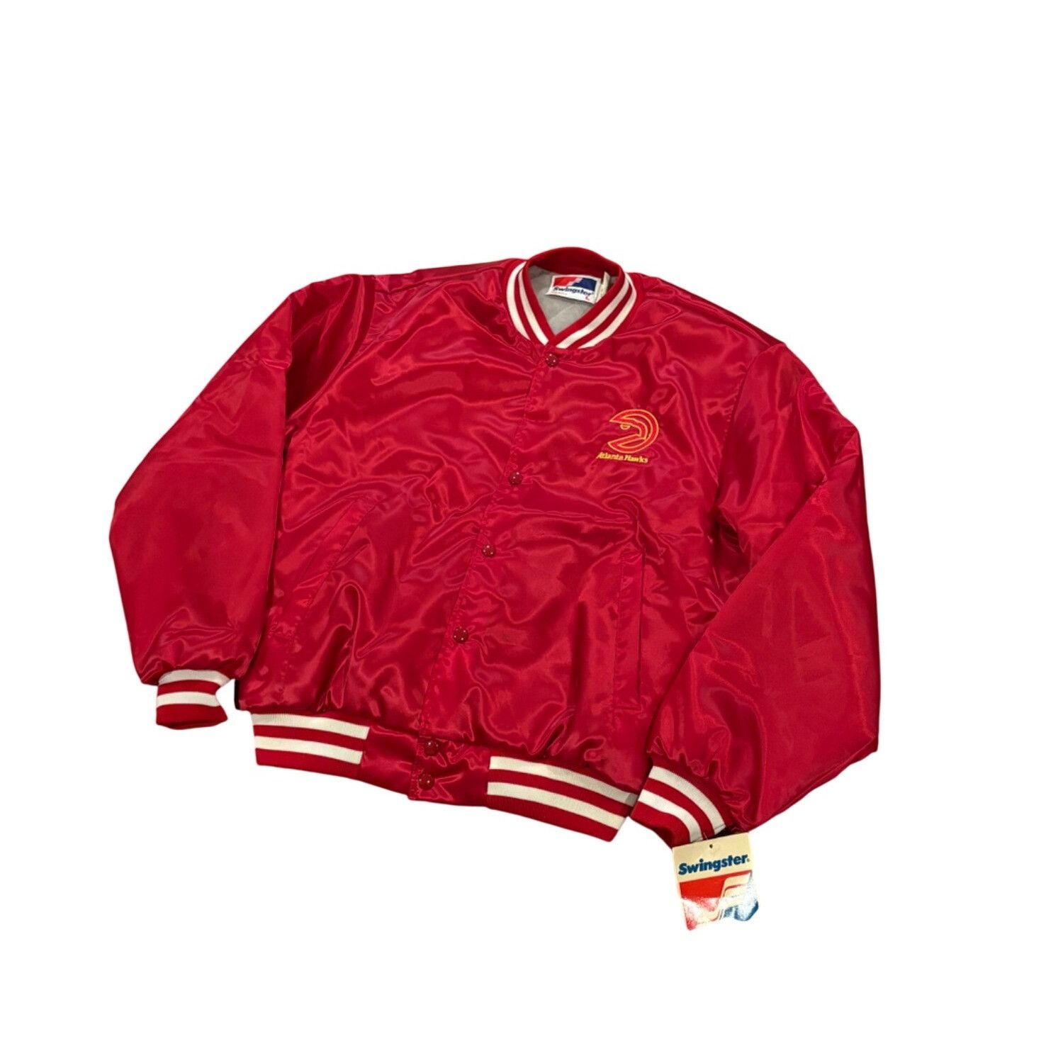 Swingster Deadstock Vintage 1980's Swingster Atlanta Hawks NBA Satin J Size US L / EU 52-54 / 3 - 4 Thumbnail