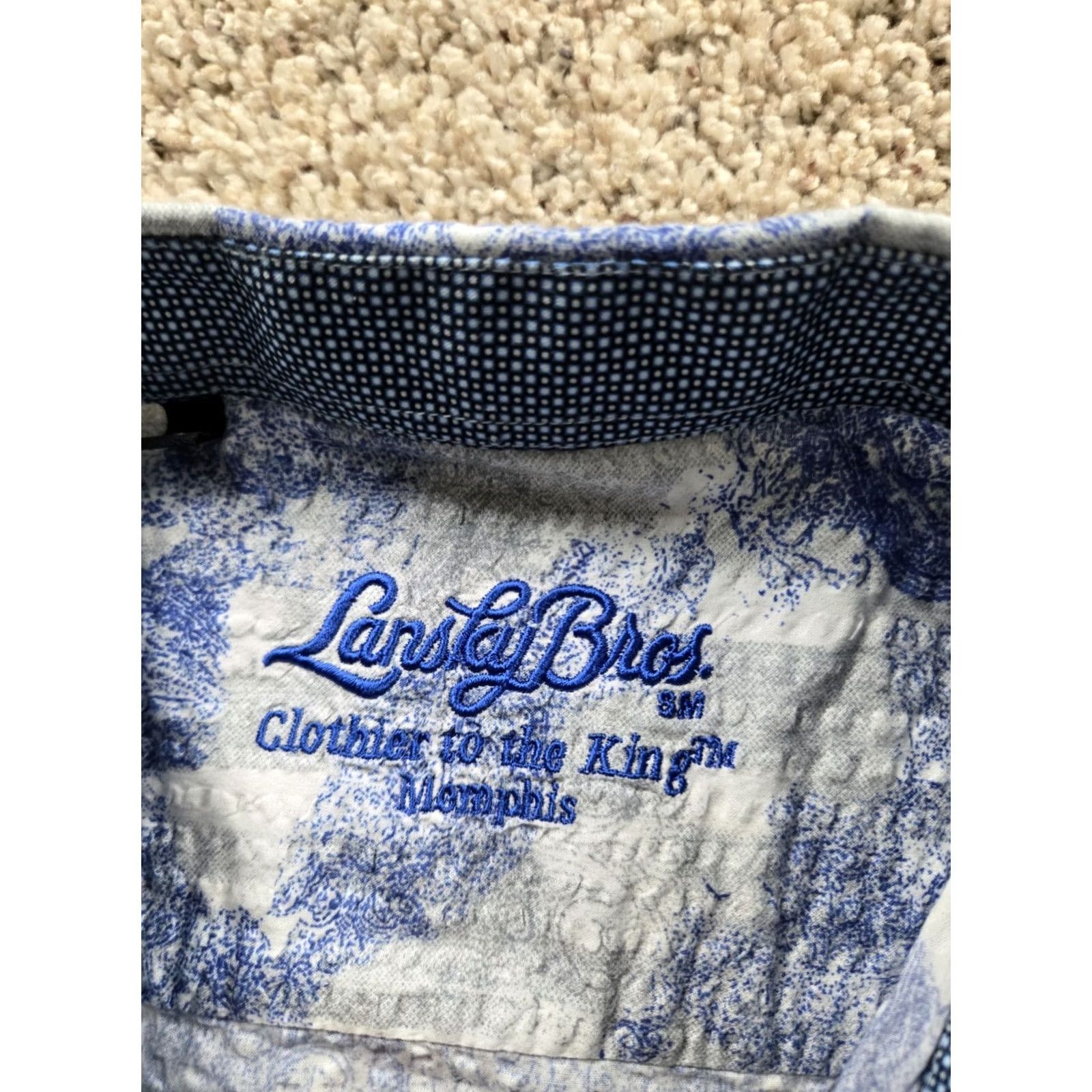 Vintage Lansky Bros Shirt Mens XL Blue Cotton Floral Button Up Camp Casual Short Sleeve Size US XL / EU 56 / 4 - 3 Thumbnail