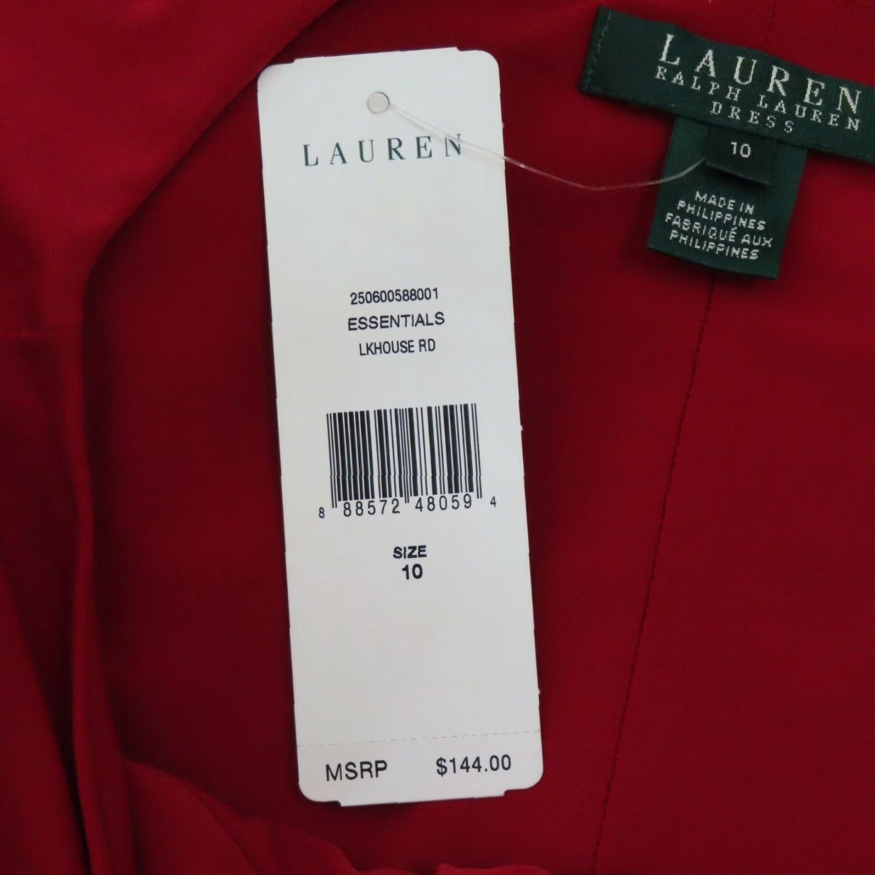 Ralph Lauren Lauren Ralph Lauren Dress Womens 10 Solid Red Long Sleeve Knee Length Twist Neckline Sheath New Size L / US 10 / IT 46 - 5 Thumbnail