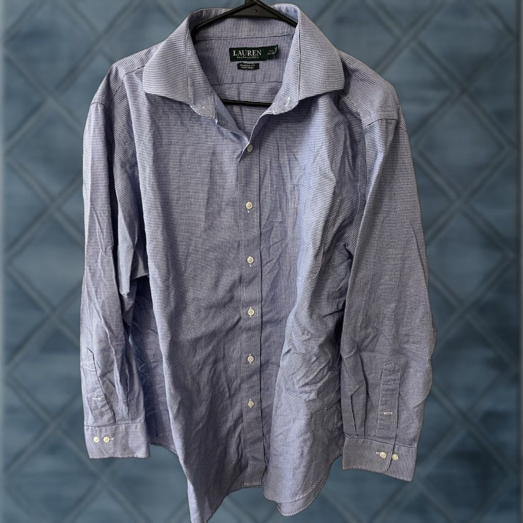 Ralph Lauren Lauren Ralph Lauren Men Classic Fit Button-Down Non-Iron Blue Shirt 17.5-34/35 Long Sleeve Mens Size US XL / EU 56 / 4 - 1 Thumbnail