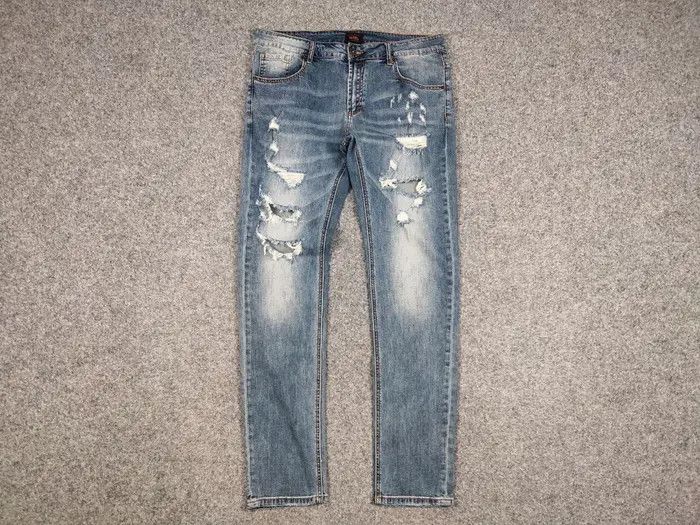 Von Dutch Vintage 90's Von Dutch Kustom Made Distressed Denim Jeans Size US 34 / EU 50 - 2 Thumbnail