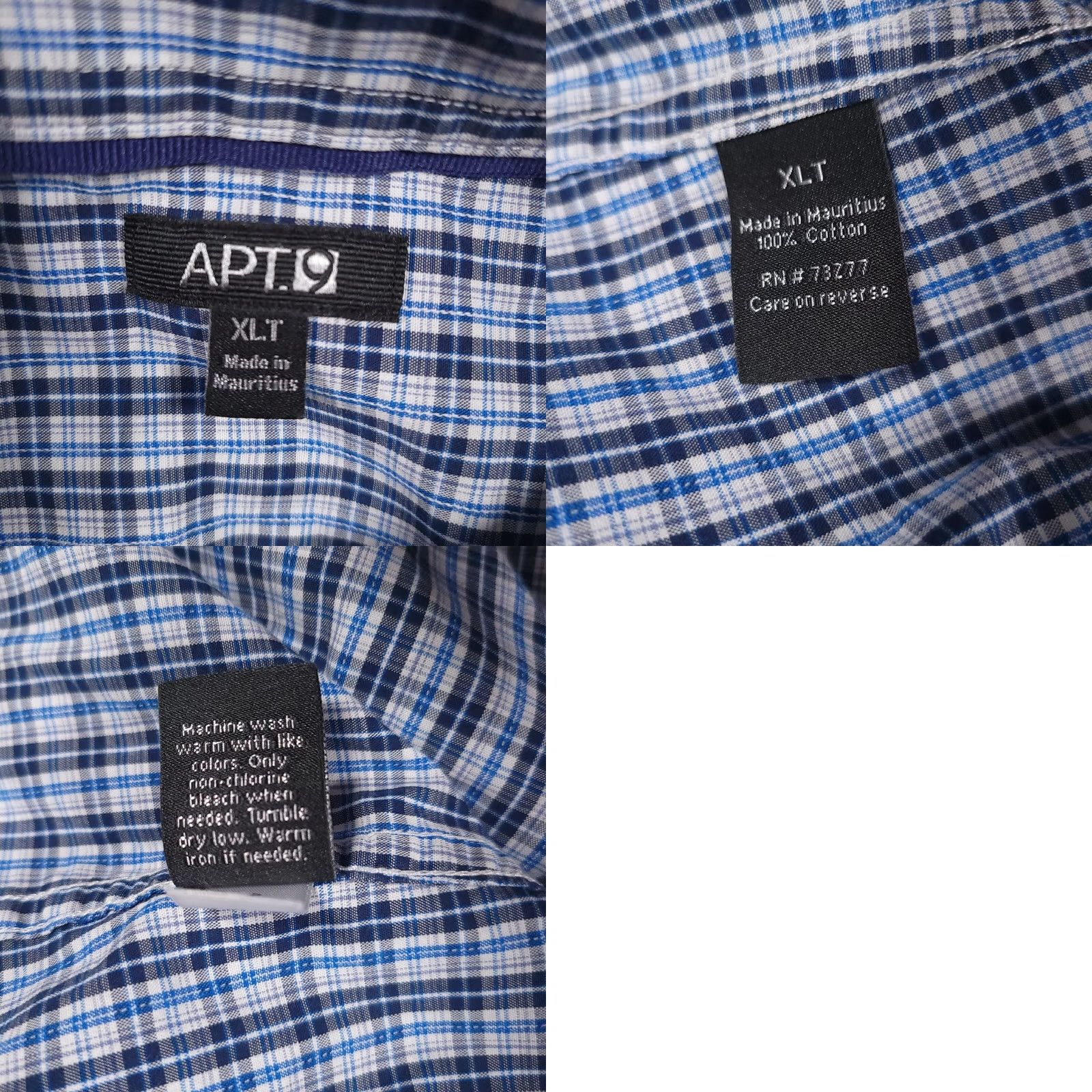 Apt. 9 Apt 9 Button Up Shirt Mens XLT Tall Blue Collared Check Pattern Long Sleeve Size US XL / EU 56 / 4 - 9 Thumbnail