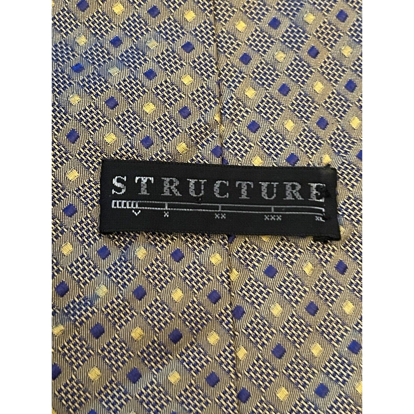 Structure Structure Gold Blue 100% Silk Men’s Neck Tie Made In USA Size ONE SIZE - 8 Thumbnail