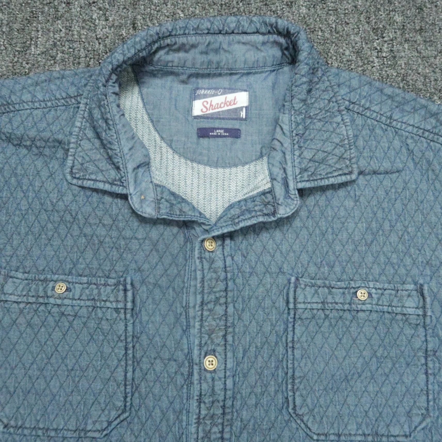 johnnie-O VINTAGE Johnnie O Shirt Mens L Indigo Blue Haskell Shacket Long Sleeve Button-Up Collared Pocketed Cotton Casual Workwear Size US L / EU 52-54 / 3 - 2 Thumbnail