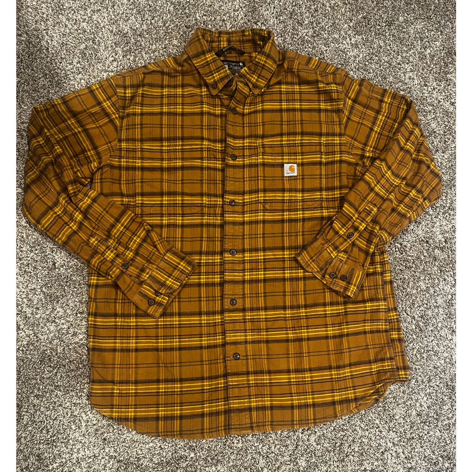 Carhartt Carhartt Rugged Flex Midweight Flannel Plaid Shirt Yellow L Size US L / EU 52-54 / 3 - 2 Thumbnail
