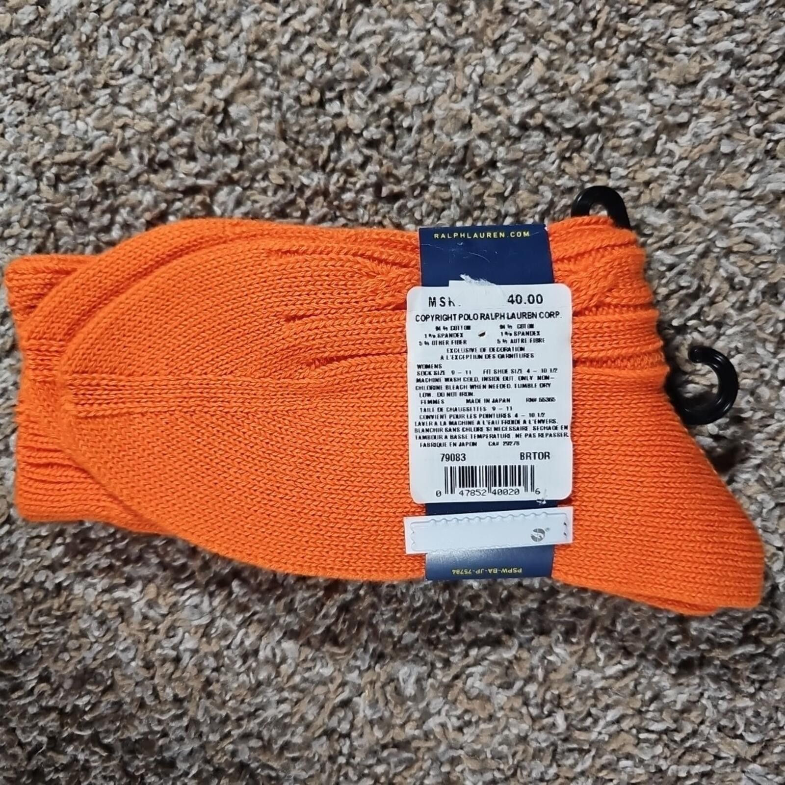 Polo Ralph Lauren Polo Ralph Lauren Orange Womens Socks 9-11 NWT Size ONE SIZE - 5 Thumbnail