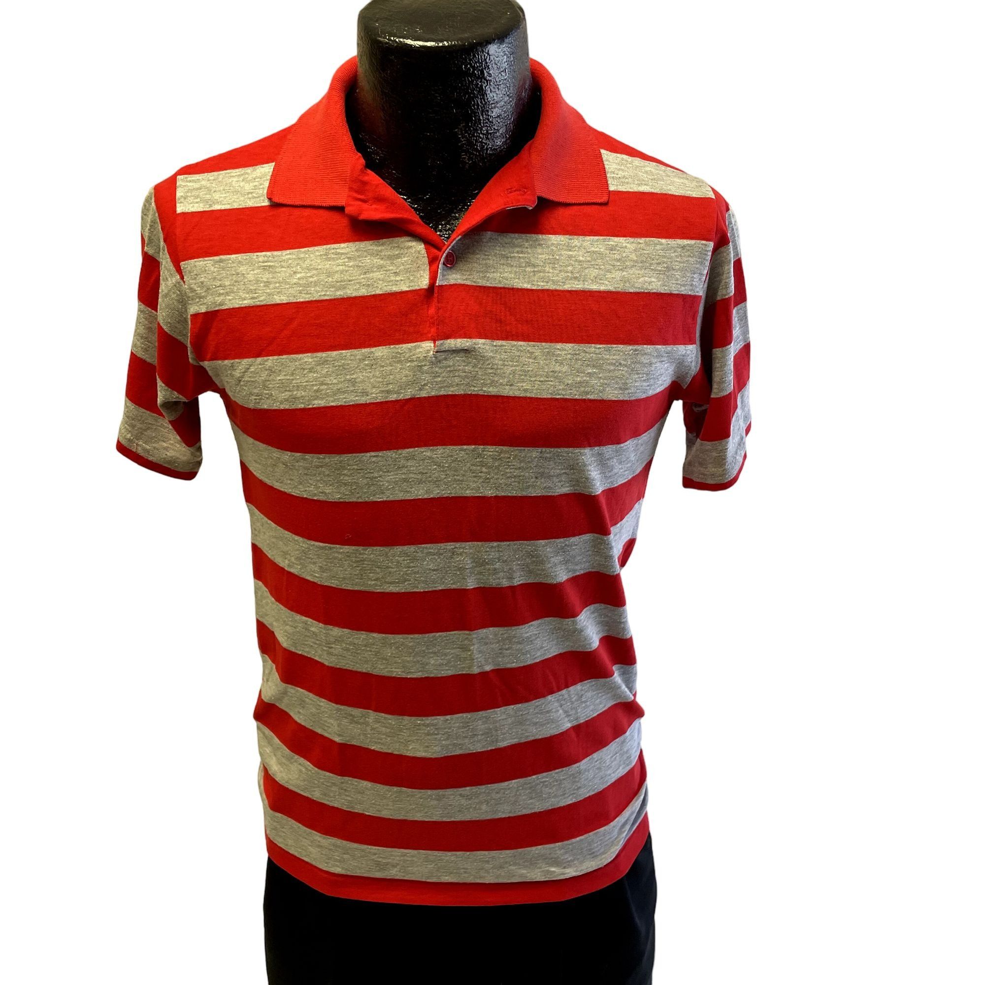 image of Unkwn 80's Campus Tri Blend Stripe Mod Surfer Polo Golf Shirt M in Red, Men's (Size Medium)