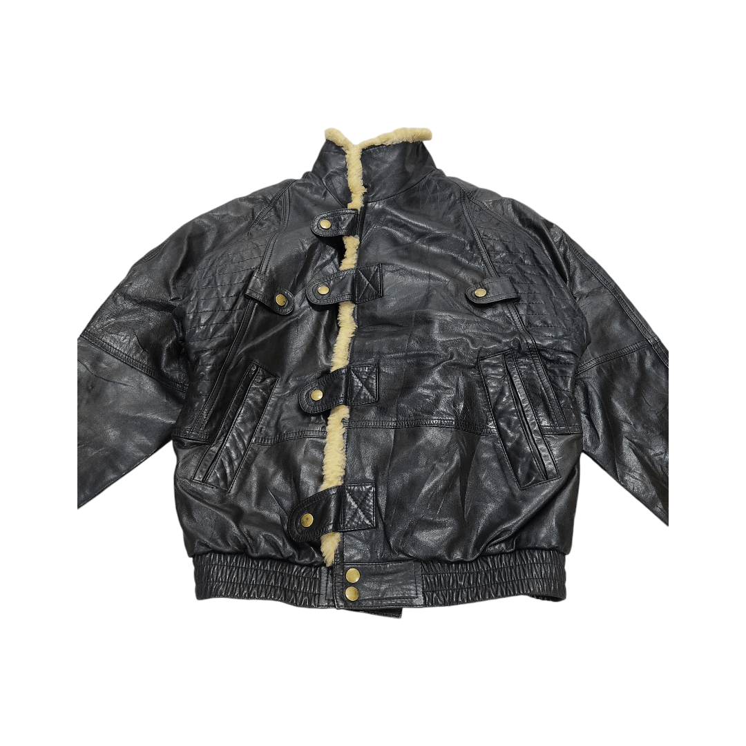 Genuine Leather Vintage 60s Bikers Shearling Fur Lined Leather Jacket Size US M / EU 48-50 / 2 - 5 Thumbnail