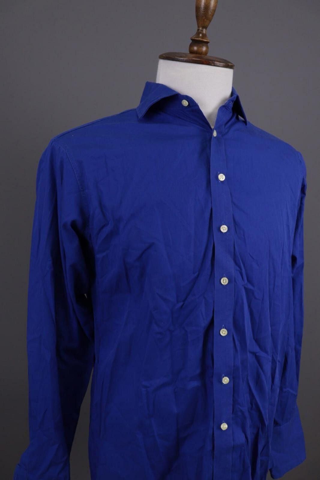 Designer Hackett London All Cotton Blue Shirt Size 39 / 15 1/2 Size US M / EU 48-50 / 2 - 5 Thumbnail