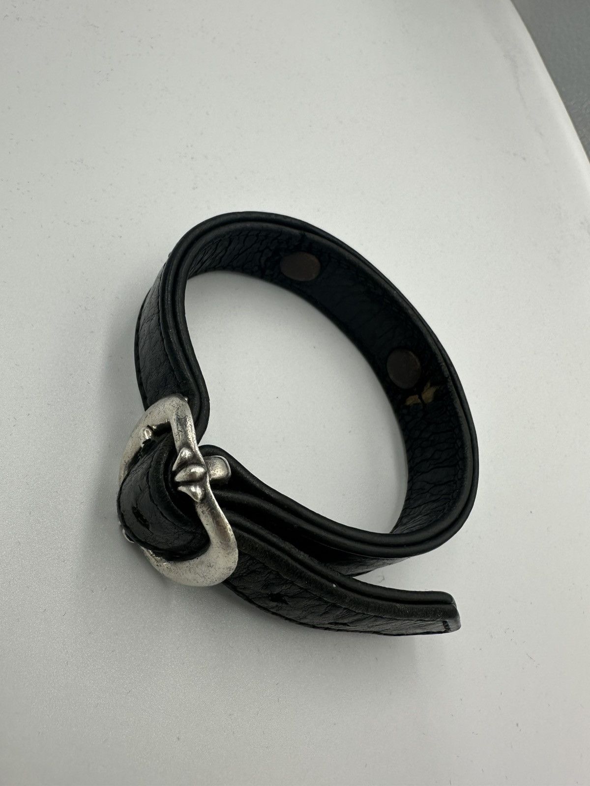Chrome Hearts Chrome Hearts Leather Silver Logo Scroll Bracelet Size ONE SIZE - 4 Thumbnail