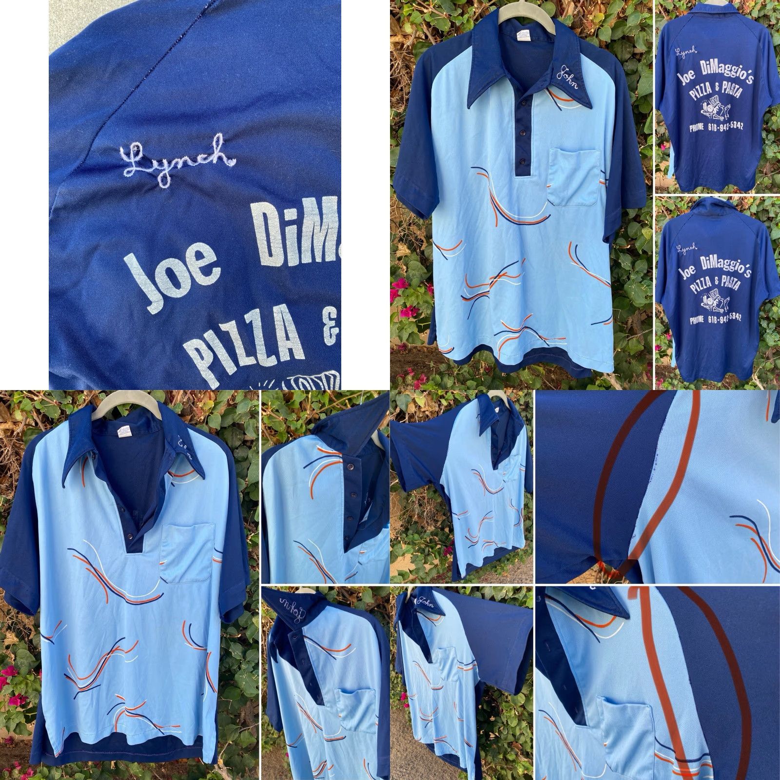 Vintage VINTAGE Bowling Shirt Joe DiMaggios Pizza & Pasta Chain Stitch John Size XL Polo, Rugby Blue Mens XL Size US XL / EU 56 / 4 - 8 Thumbnail